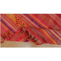 150x200 Boho Vintage Übergefärbter Hanf Kelim Teppich , 5'1 "x 7' Pastel Flachgewebe Teppich, Roter Pastell 2108062982 von AreaRugStore