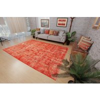 7X10 Boho Starker Oranger Teppich, Teppich Für Wohnzimmer, 6'6" X 9'6" Wollteppich, 2307136562 von AreaRugStore