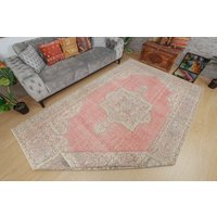 7X11 Wohnzimmer Teppich, Pastel Red Medallion Modern Boho Deco 6'9" X 10'8" Gewebter 2112053195 von AreaRugStore