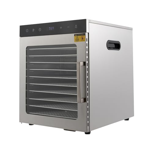 Dörrautomat Edelstahl mit Rezeptheft, 10 Etagen Lebensmittel-Dehydrator, DöRrautomat Obsttrockner mit einstellbarer Temperatur von 86-194 °F, für Trocknen von Gemüse Obs. von Areao