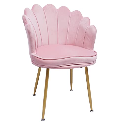 Einzelsofa Mädchen Bürostuhl Samt Schminkstuhl Rosa Back Leisure Einzelsessel Esszimmerstuhl Home Office Stuhl Ankleidehocker Polsterstuhl Wohnzimmerstuhl Sessel Liegestuhl Mit Verstellbare Fu Polster von Areao