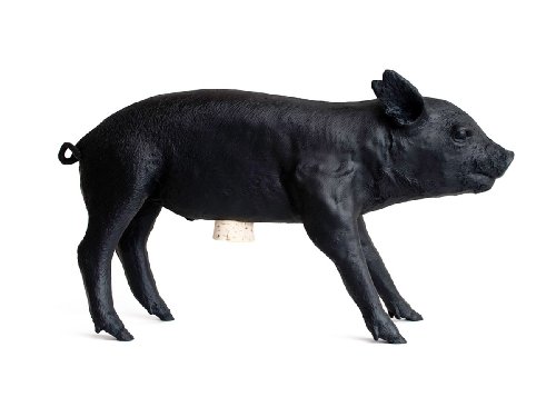 Areaware Bank in Form eines Schweines Sparschwein, Harz Marmor Kunstharz, schwarz von Areaware