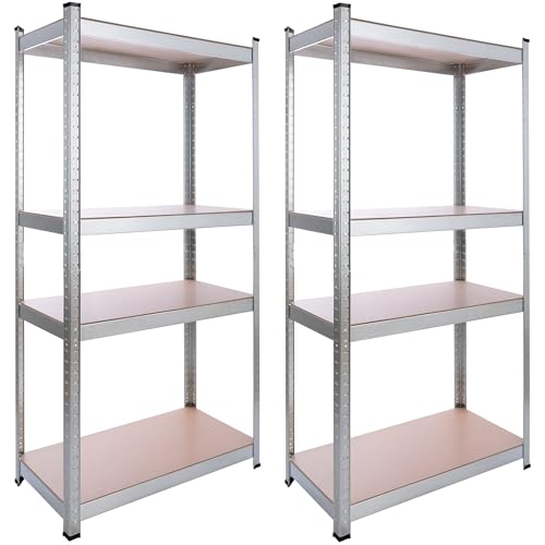 Arebos Schwerlastregal 2er Set | 160x80x40 cm | 320kg Tragkraft | 4 MDF Platten | Einfache Montage durch Stecksystem Regal Lagerregal Kellerregal Steckregal Werkstattregal verzinkt von Arebos