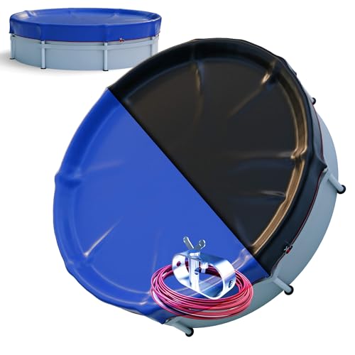 Arebos® Poolabdeckung rund Ø420 cm | 2-in-1 Poolplane aus 200g/m² PE Material | Sommer & Winter Abdeckung für Schwimmbecken | Solarplane Pool Plane | geeignet für Pools mit Ø 320-366 cm von Arebos