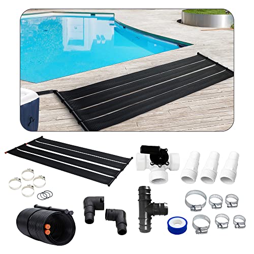 Arebos 2X Solarheizung Solarkollektor Poolheizung | 2er Set | 300x66 cm | UV-beständiger Kunststoff | Schwarz | Beliebig erweiterbar | inkl. Bypass-Set von Arebos