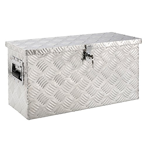 Arebos Truckbox 40 Liter | Aluminium Werkzeugbox mit Schloss | Deichselbox | | 60 x 25 x 30 cm | Anhängerbox Transportbox stabil und wassergeschützt | Inkl. Moosgummidichtung | Silber von Arebos