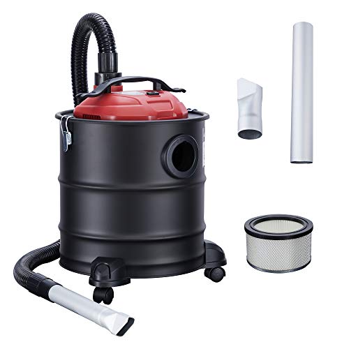 Arebos Aschesauger Kaminsauger 1200W 20L mit 3 Rollen inkl. HEPA Filter | Saug- und Blasfunktion | metallverstärkter Saugschlauch & 2 Metallaufsätze | Staubsauger für Kamin Grill Ofen Asche Ruß von Arebos