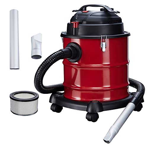 Arebos Aschesauger Kaminsauger 1200W | 20L mit 4 Rollen inkl. HEPA Filter Saug- und Blasfunktion | metallverstärkter Saugschlauch & 2 Metallaufsätze | Asche Staubsauger für Kamin Grill Ofen von Arebos