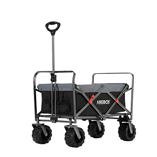 Arebos Bollerwagen faltbar | Handwagen | Faltwagen | Gerätewagen | klappbar | bis 100 kg Tragkraft | Wasser- & schmutzabweisend | Schwarz von Arebos