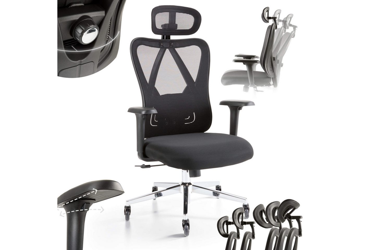 Arebos Bürostuhl Ergonomischer Schreibtischstuhl Wippfunktion Rückenschonend Premium, Mit 3-stufiger Liegeverriegelung (90–125) Arebos Bürostuhl Ergonomischer Schreibtischstuhl Wippfunktion Rückenschonend Premium, Mit 3-stufiger Liegeverriegelung (90–125) von Arebos