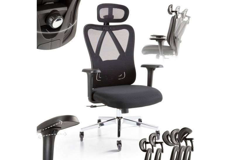 Arebos Bürostuhl Ergonomischer Schreibtischstuhl Wippfunktion Rückenschonend Premium, Mit 3-stufiger Liegeverriegelung (90–125) von Arebos