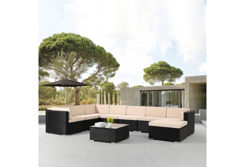 Arebos Gartenlounge-Set Polyrattan Gartenmöbel Lounge Sitzgruppe Schwarz Outdoor, (Set) von Arebos