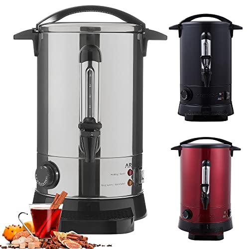 Arebos Glühweinkocher 950 W | Heißgetränkespender | 6,8 L | mit Auffangschale, Auslasshahn, Thermostat und Überhitzungsschutz | Temperatureinstellung von 30-110°C von Arebos
