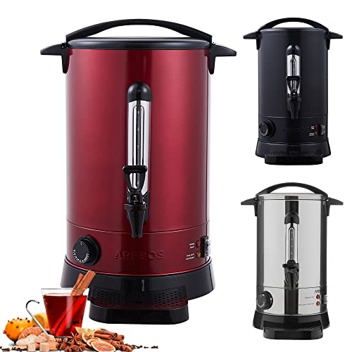 Arebos Glühweinkocher 950 W | Heißgetränkespender | 8,8 L | mit Auffangschale, Auslasshahn, Thermostat und Überhitzungsschutz | Temperatureinstellung von 30-110°C | Rot von Arebos