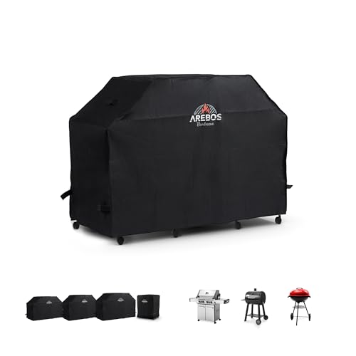 Arebos Grillhaube | Grill Abdeckhaube | Gasgrill Grillabdeckung Regendicht | BBQ Abdeckung Cover | Schutzhülle Haube Staubdicht | Grill Abdeckplane Grillschutz 152 x 71 x 112 cm von Arebos