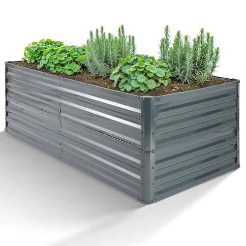 Arebos Hochbeet Metall 240x90x79 cm | Gartenbeet aus verzinktem Stahl | Pflanzbeet wetterfest & rostfrei | Rechteckiges Gemüsebeet für Garten & Terrasse | Hochbeet Bausatz ohne Boden von Arebos
