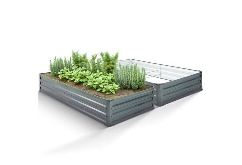 Arebos Hochbeet Metall 2x 180x90x30cm Gartenbeet Pflanzbeet rostfrei Gemüsebeet (Max. Belastbarkeit: 500 kg, 2er), Witterungs- & UV-beständig von Arebos