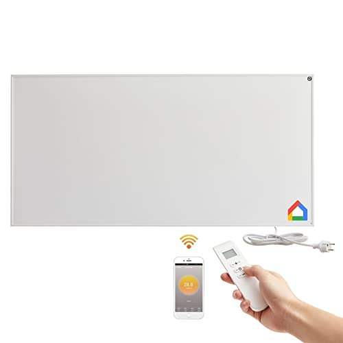 Arebos Infrarotheizung mit WLAN & Thermostat | 700 W | Smart Heizpaneel mit App & Fernbedienung | Wandmontage | Elektro Flachheizung für Büro Bad Schlafzimmer | Timer & Überhitzungsschutz von Arebos