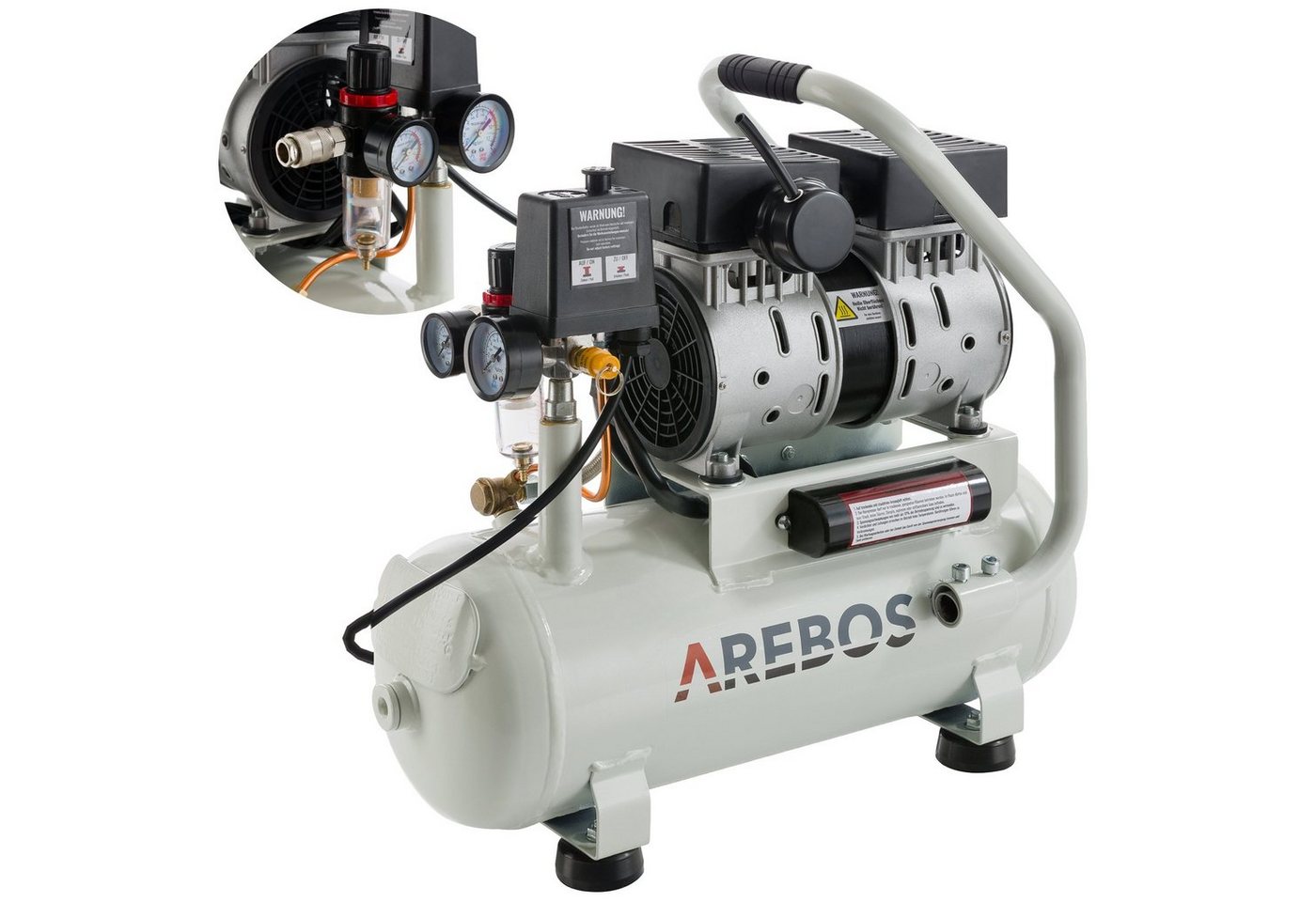 Arebos Kompressor Flüsterkompressor 500W Kompressor, Druckluft Kompressor 12l, Druckluft Kompressor 500 W Arebos Kompressor Flüsterkompressor 500W Kompressor, Druckluft Kompressor 12l, Druckluft Kompressor 500 W von Arebos