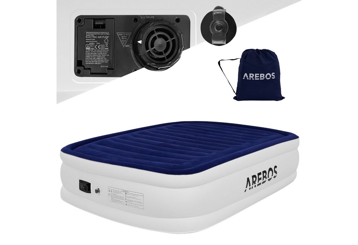 Arebos Luftbett Luftmatratze Aufblasbare Matratze Selbstaufblasend mit Pumpe, Pumpe 2in1 Funktion: Inflation & Deflation von Arebos