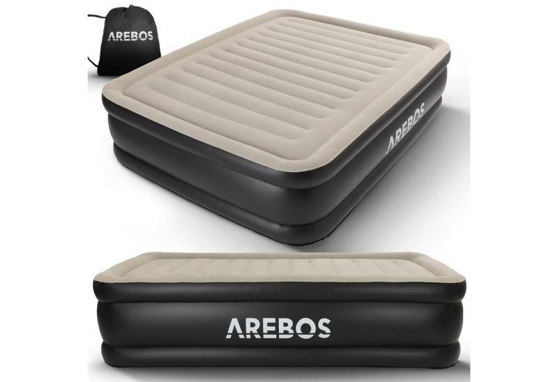 Arebos Luftbett mit integrierter Pumpe Luftmatratze selbstaufblasend Gästebett, (Grau / Anthrazit), 203 x 152,5 x 51 cm von Arebos