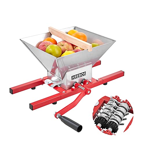 Arebos Obstmühle 7L | Beerenmühle Obstpresse | Obsthäcksler mit Handkurbel | Traubenmühle mit Edelstahl Trichter & Einfüllstutzen | Maischemühle | Mühle für Apfelwein, Apfelpresse manuell Arebos Obstmühle 7L | Beerenmühle Obstpresse | Obsthäcksler mit Handkurbel | Traubenmühle mit Edelstahl Trichter & Einfüllstutzen | Maischemühle | Mühle für Apfelwein, Apfelpresse manuell von Arebos