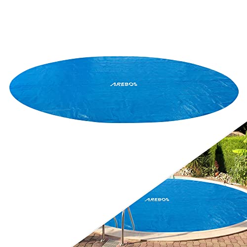Arebos Pool Solarfolie/Abdeckung | Solarabdeckplane rund Ø 4,57m Blau | Solarplane Stärke 120 µm | Solar-Rolle zuschneidbar | Poolheizung für Wassererwärmung | Wärmeplane | Poolsolarplane von Arebos