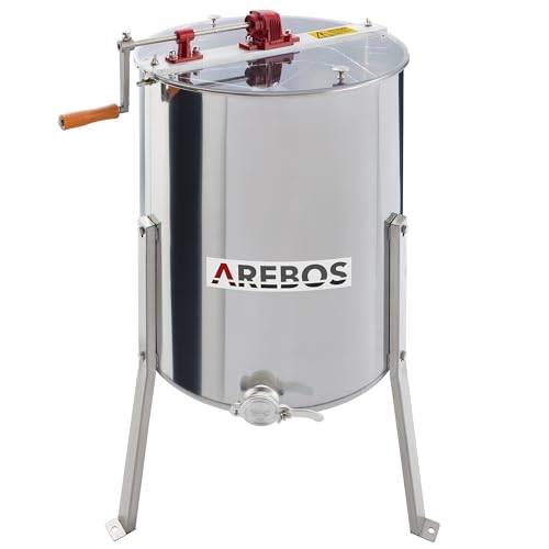 Arebos Premium Manuelle Honigschleuder 4 Waben Rahmen Extraktor Edelstahl von Arebos