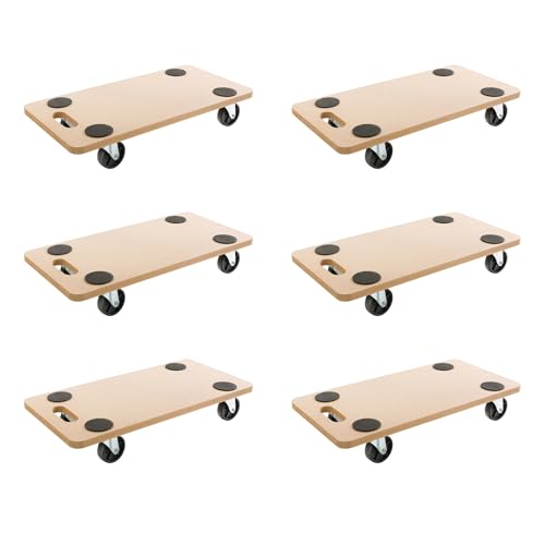 Arebos Rollbrett | 6 Stück | bis zu 200 kg Traglast | inkl. Gummipads | Transportroller Möbelroller Transporthilfe für Umzug Möbel-Transport von Arebos