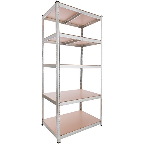 Arebos Schwerlastregal 200x90x60 cm | 875 kg Tragkraft | 5 MDF-Platten | Einfache Montage durch Stecksystem Regal Lagerregal Kellerregal Steckregal Werkstattregal | verzinkt von Arebos