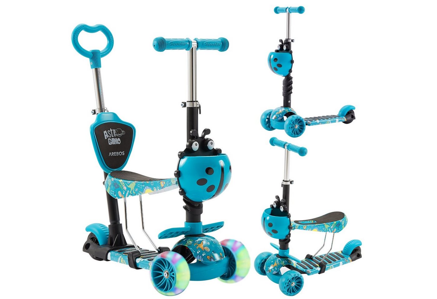 Arebos Scooter Kinder Cityroller, Tretroller, LED-Räder von Arebos