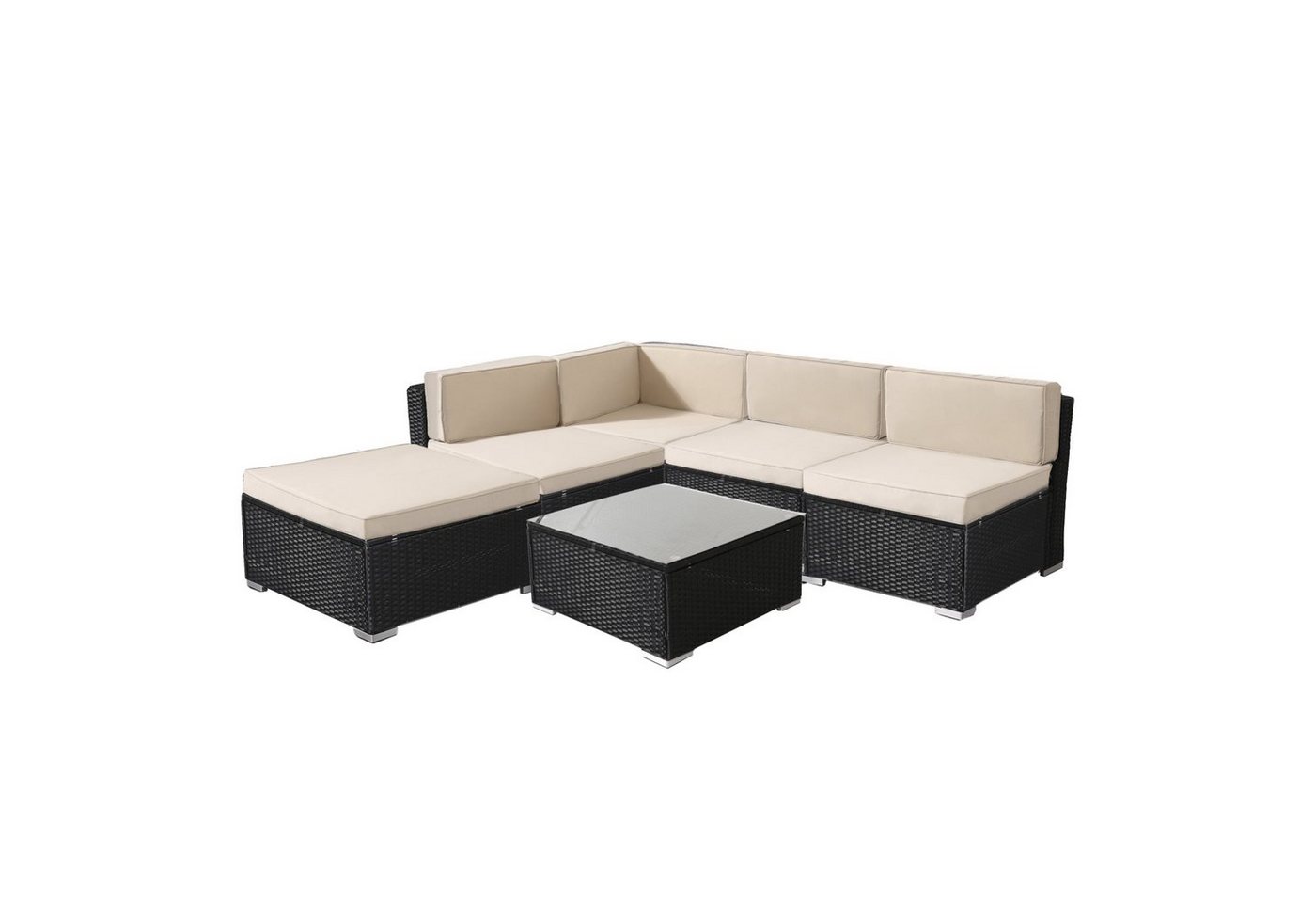 Arebos Sitzgruppe Polyrattan Gartenmöbel Gartenlounge, Garnitur Set, 4 Personen, (Set, Schwarz) von Arebos