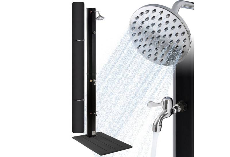 Arebos Solardusche 35L Gartendusche Pooldusche integriertem Thermometer & Fußdusche (schwarz), Bodenelement & inklusive Abdeckhaube von Arebos