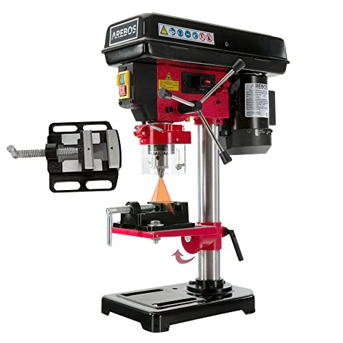 Arebos Tischbohrmaschine | Säulenbohrmaschine | mit integriertem Positionslaser | 500 W | inkl. 13 mm Zahnkranzbohrfutter und Schraubstock | 5 Geschwindigkeitsstufen | 0 – 45 Grad Neigungswinkel Arebos Tischbohrmaschine | Säulenbohrmaschine | mit integriertem Positionslaser | 500 W | inkl. 13 mm Zahnkranzbohrfutter und Schraubstock | 5 Geschwindigkeitsstufen | 0 – 45 Grad Neigungswinkel von Arebos