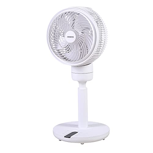 Arebos Ventilator 55W | 3D Oszillation | Ø 23cm | besonders Leise | höhenverstellbar, mit 4 Leistungsstufen, Timer & Fernbedienung von Arebos