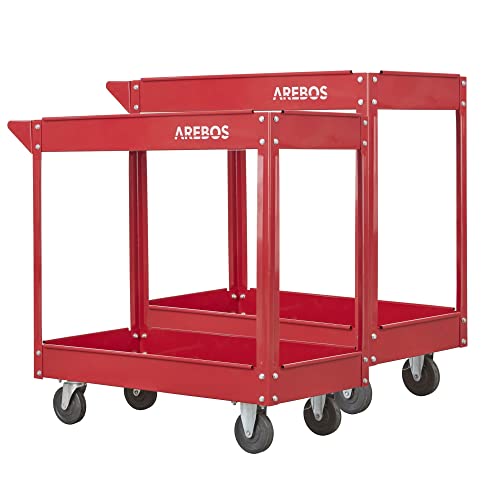 Arebos Werkstatt-Rollwagen Montagewagen | Werkzeugwagen | Belastbarkeit bis zu 100 kg | 2 Fächer - 2er Set Arebos Werkstatt-Rollwagen Montagewagen | Werkzeugwagen | Belastbarkeit bis zu 100 kg | 2 Fächer - 2er Set von Arebos