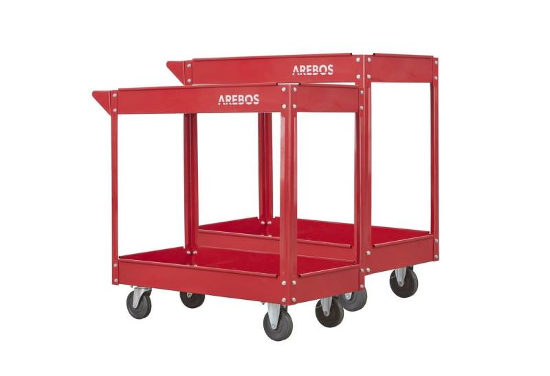 Arebos Werkstattwagen Rollwagen 2 er Set, 2 Fächer 2er Set, max. Traglast:100,00 kg von Arebos
