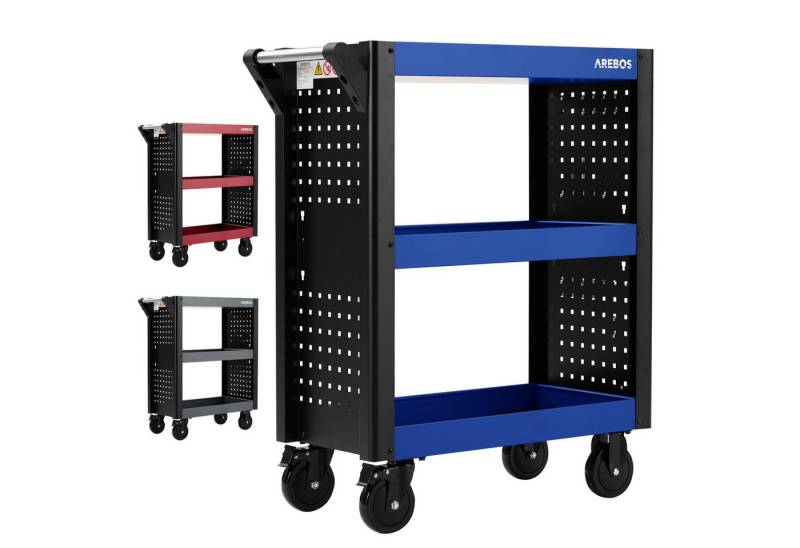 Arebos Werkstattwagen Servicewagen Multifunktionaler Etagenwagen, 3 Etagen, Blau-Schwarz, max. Traglast:120 kg Arebos Werkstattwagen Servicewagen Multifunktionaler Etagenwagen, 3 Etagen, Blau-Schwarz, max. Traglast:120 kg von Arebos