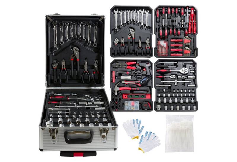 Arebos Werkzeugkoffer Werkzeug-Set, Werkzeugkasten 1200 Teile Chrom Vanadium Stahl (Set) von Arebos