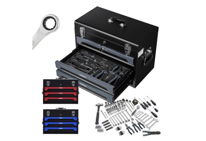Arebos Werkzeugkoffer 172-tlg. mit Chrom-Vanadium Steckschlüsseln & Werkzeugset (Set, 108 St) von Arebos