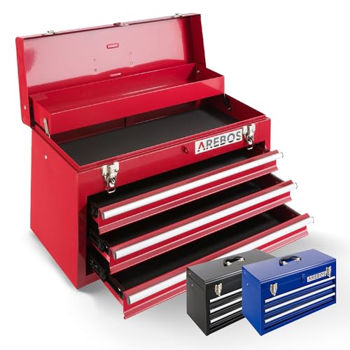 Arebos Werkzeugkoffer mit 3 Schubladen & 2 Ablagefächern 52 x 22 x 30,5 cm | Werkzeugkasten abschließbar | Werkzeugbox inkl. Tragegriff & Schnappverschlüssen | Antirutschmatten | Rot Arebos Werkzeugkoffer mit 3 Schubladen & 2 Ablagefächern 52 x 22 x 30,5 cm | Werkzeugkasten abschließbar | Werkzeugbox inkl. Tragegriff & Schnappverschlüssen | Antirutschmatten | Rot von Arebos