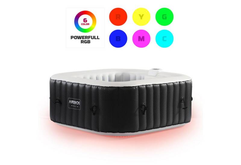 Arebos Whirlpool 154 x 154 cm, mit LED-Beleuchtung, 6 Farben von Arebos