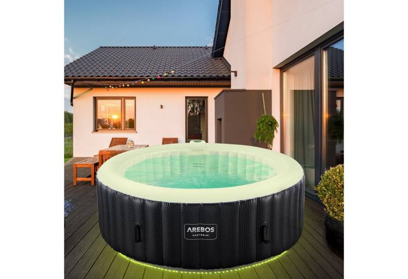 Arebos Whirlpool automatisch aufblasbar, In & Outdoor, 6 Personen, mit LED, (Aufblasbar,komplett mit Zubehör) von Arebos