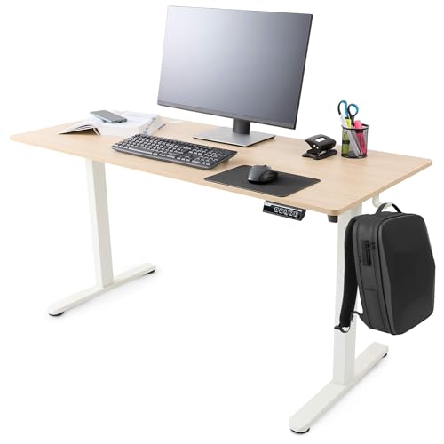 Arebos elektrisch höhenverstellbarer Schreibtisch 120x60 cm | Memory-Funktion | Verstellbarer Computertisch 72-118 cm | Standing Desk | ergonomischer Bürotisch | Steh-Sitz Tisch | Beige von Arebos