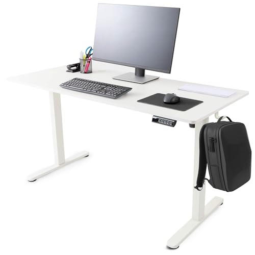 Arebos elektrisch höhenverstellbarer Schreibtisch 120x60 cm | Memory-Funktion | Verstellbarer Computertisch 72-118 cm | Standing Desk | ergonomischer Bürotisch | Steh-Sitz Tisch | Weiß von Arebos