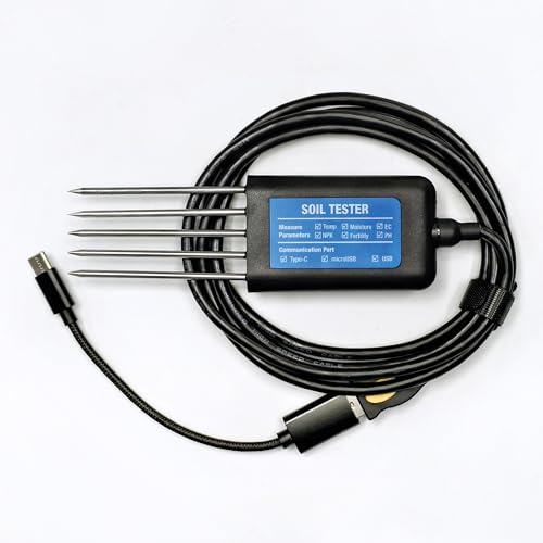 Temperatur Feuchtigkeit EC PH NPK Bodentester Tragbarer USB Typ-C 8-in-1-Bodensensor mit kostenloser Android-App von ArecaIoT