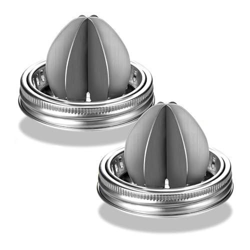 2 Stück Ergonomischer Griff Edelstahl Entsafter Deckel Manuelle Zitrusreibahle Zitronenpresse Presse für Glas Weithalsglas Zubehör von Arecobticy