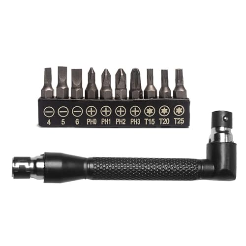 Doppelkopf-Griff, 6,35 Zoll Schraubenschlüssel mit 10 Schraubendreher-Bits, Schraubendreher-Bit-Werkzeug-Set für Zuhause, Garage, 1/4-Zoll-Stecknuss, Doppelkopf Doppelkopf-Griff, 6,35 Zoll Schraubenschlüssel mit 10 Schraubendreher-Bits, Schraubendreher-Bit-Werkzeug-Set für Zuhause, Garage, 1/4-Zoll-Stecknuss, Doppelkopf von Arecobticy