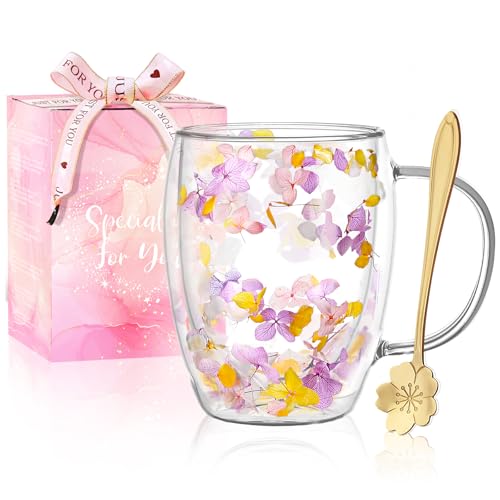 Schöne Trockene Blume Doppelwand Glas Kaffeetasse Herbst Teetasse Mit Griff Isoliert Hitzebeständig Weihnachten Geburtstag Geschenk Für Frauen Beste Freundin Lehrer Mutter Geschenk Neues Zuhause von Arefen