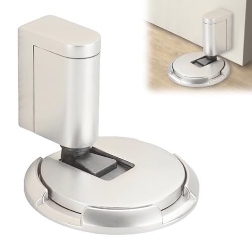 Türstopper Magnetisch, Mechanischer Silent Türhalter, Höhenverstellbarer Magnetischer Türstopper, Ohne Bohren, Winddichtes Door Stopper für Verschiedene Türtypen (Silber) von Areiknim